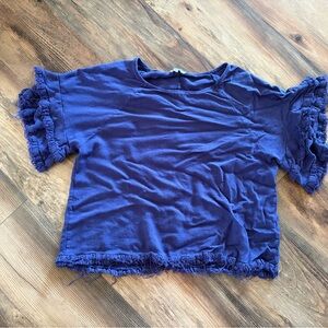 Umgee Royal Blue Ruffle Sleeve Crop Top
